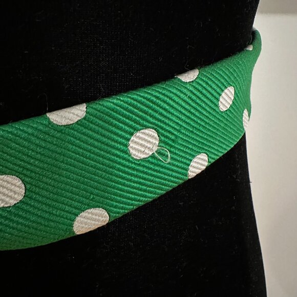 J Crew Women's Green White Polka Dot Silk D-Ring Buckle Belt Size Medium / Large - Picture 7 of 7